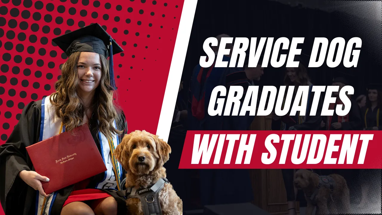 Service dog graduates with student