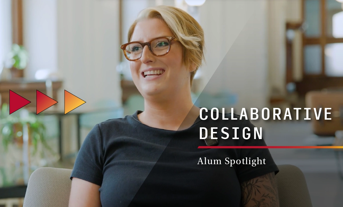 video thumbnail for an alum spotlight for collaborative design program