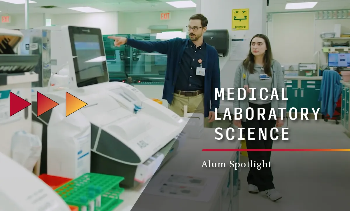 video overlay for an alum spotlight from the medical laboratory science program