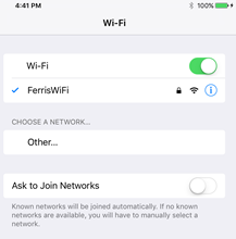 Connecting to Ferris WiFi on an iOS device