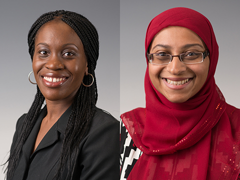 Anuli Njoku, left, and Fathima Wakeel, right