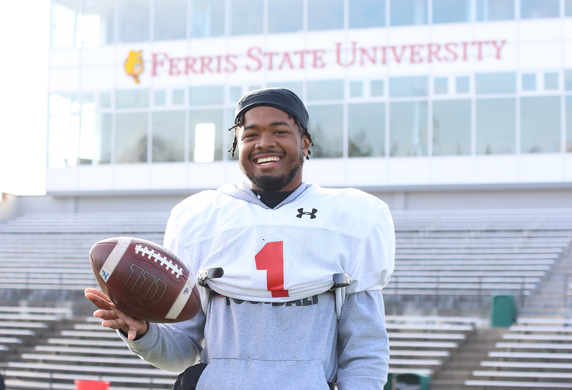 Ferris State football standout Emari O'Brien is earning his second bachelor's degree