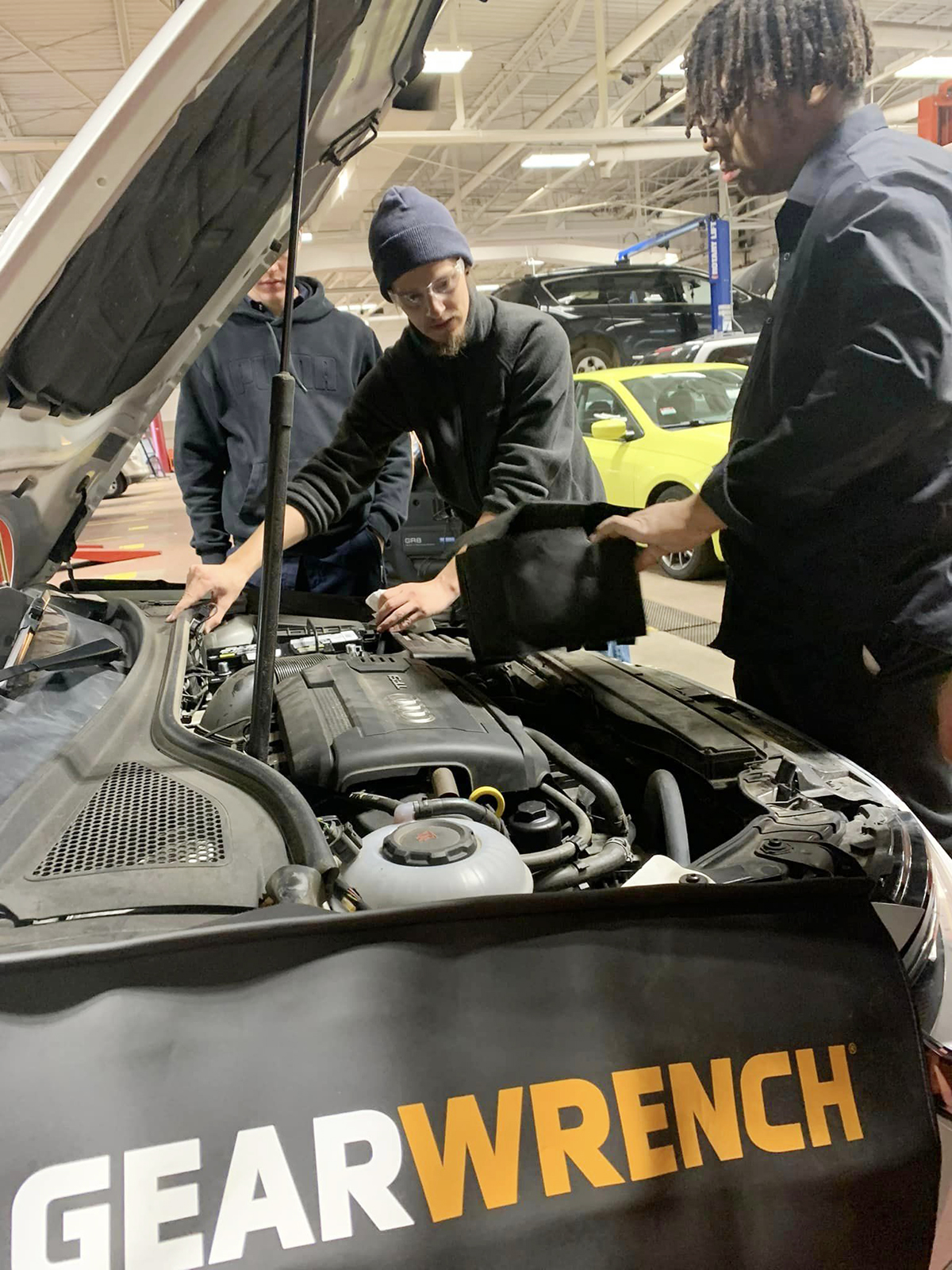 Ferris State Automotive students repair car