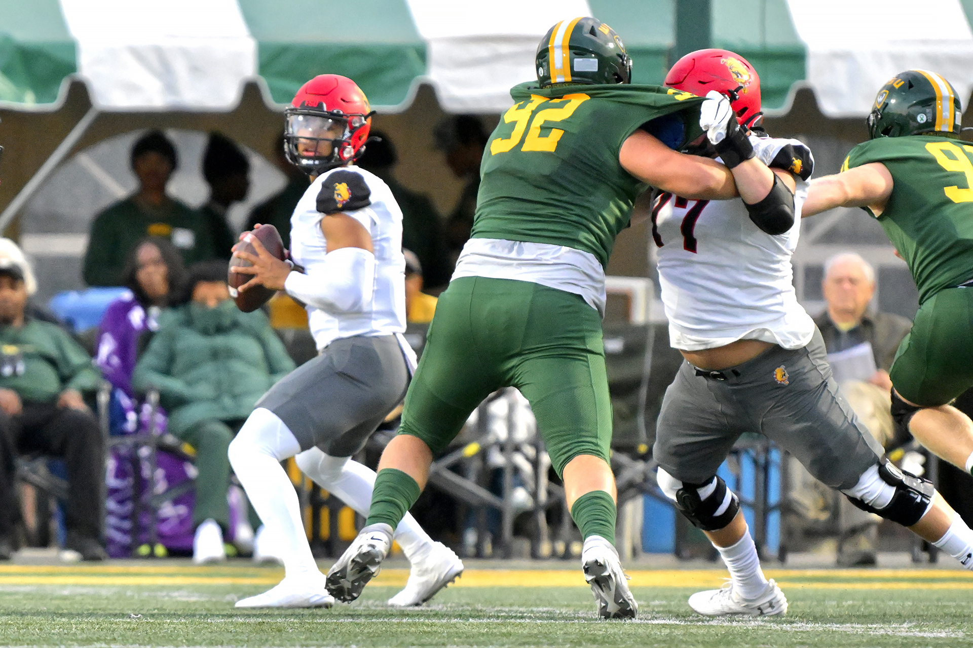 Ferris State defeated Wayne State in a game that started Saturday but was completed Sunday after a rain delay