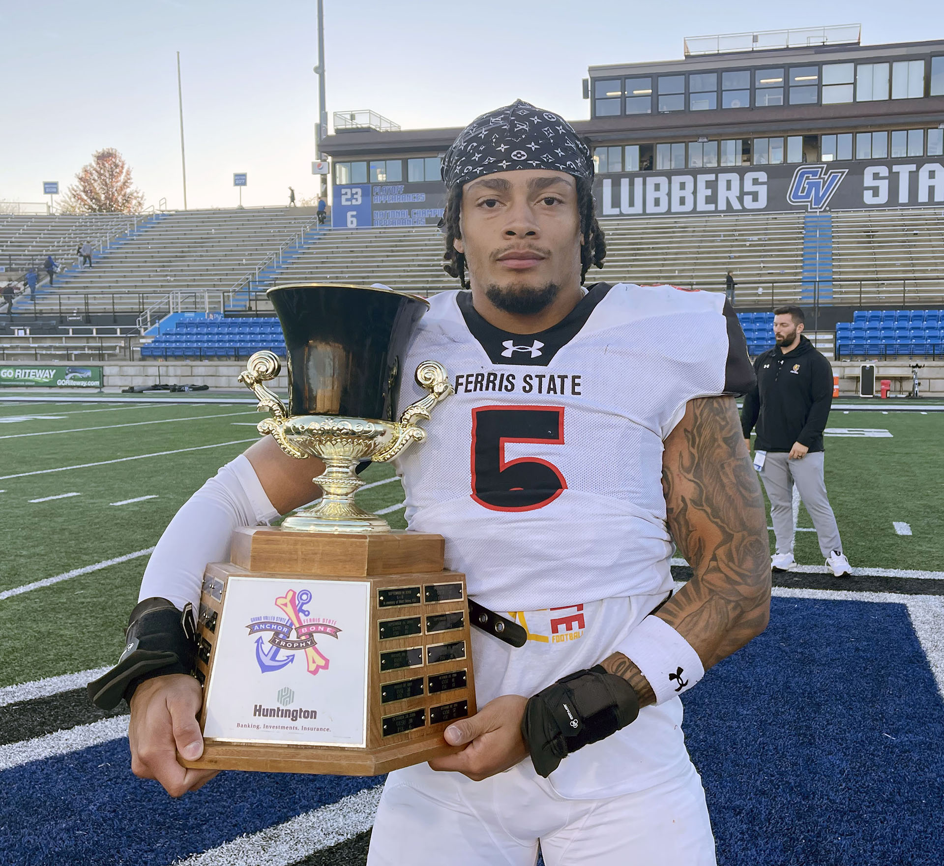 Ferris State senior linebacker Jason Williams savors rivalry win over GVSU