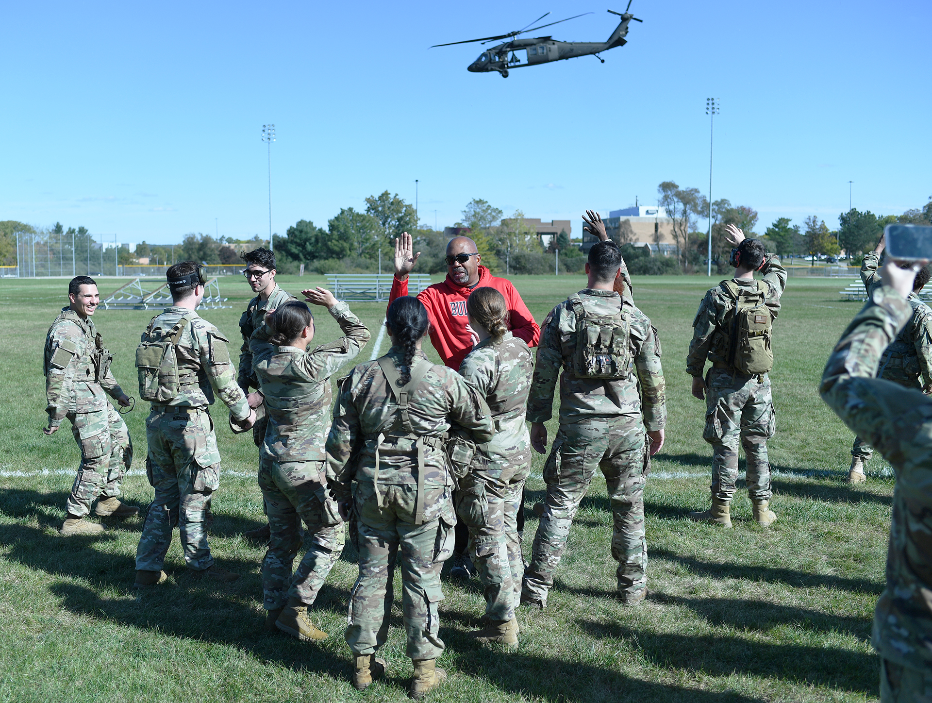 President Bill Pink Black Hawk helicopter with ROTC