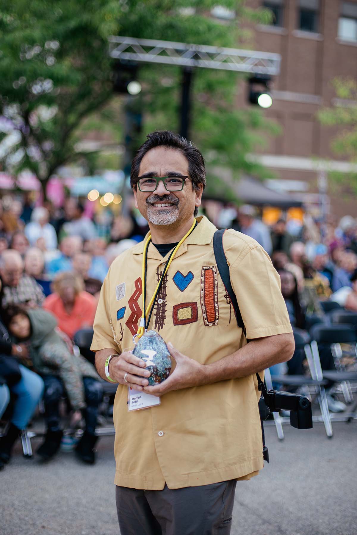 Stafford Hiroshi Smith with his New Media Juried Award at the ArtPrize 2024 Closing Ceremony