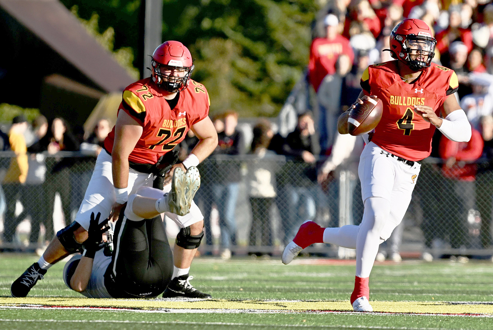 Ferris State Football team quarterback Trinidad Chambliss turned in a strong performance in a 56-3 win