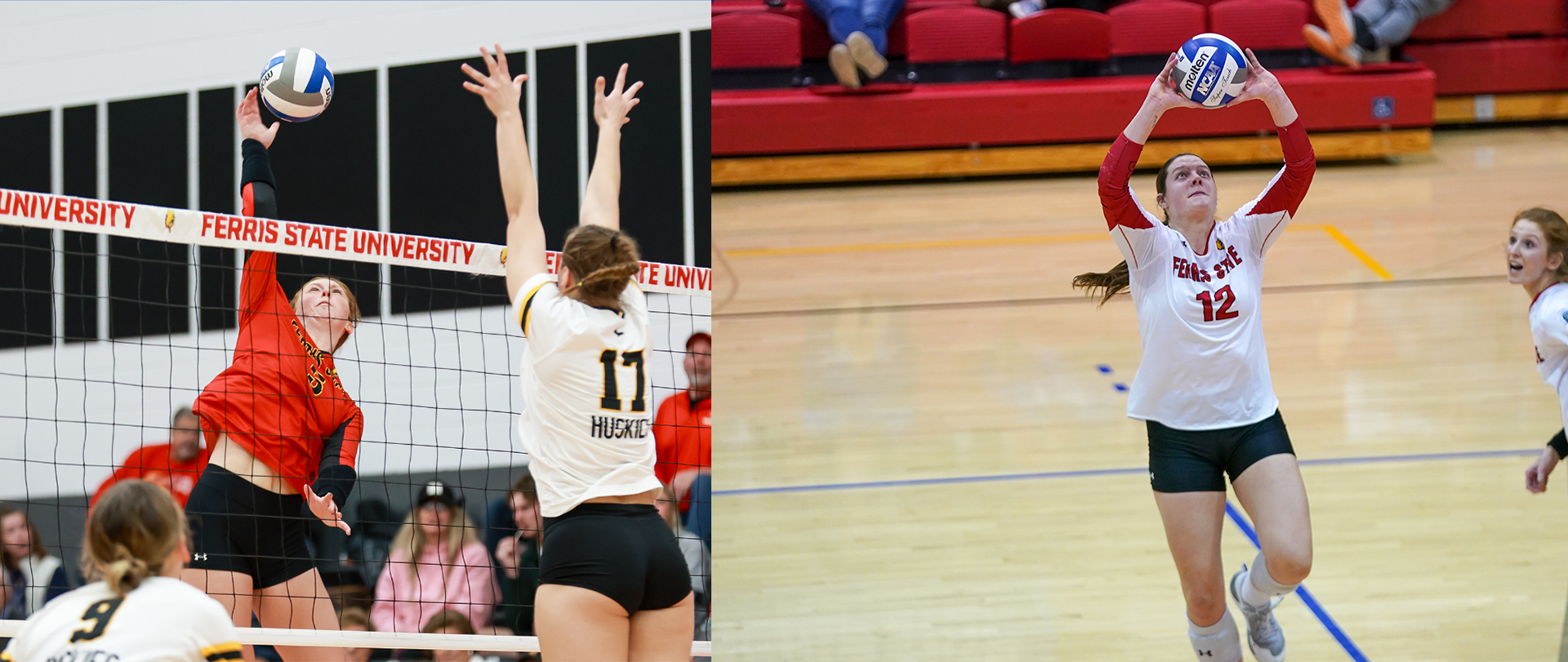 Ferris State Volleyball Teammates GLIAC Player of the Week
