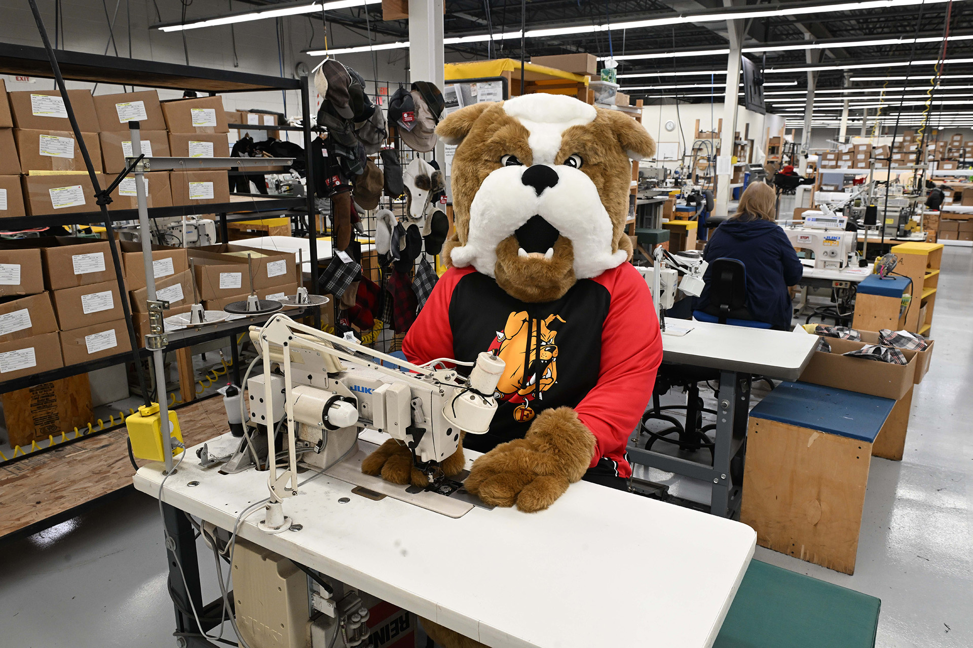 Brutus in Stormy Kromer factory