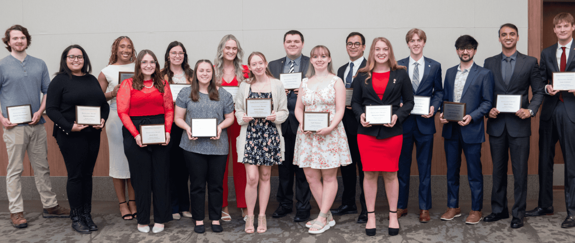 group of students with awards