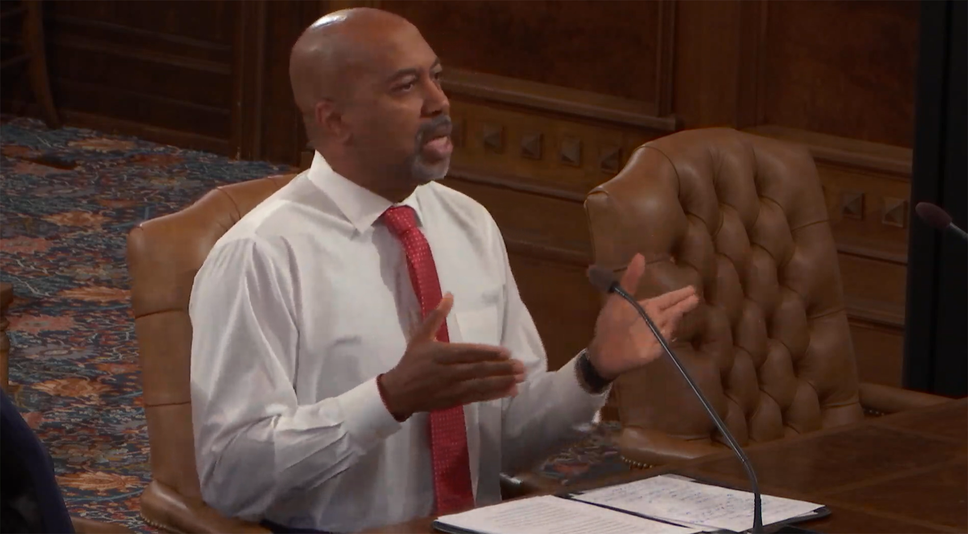 President Bill Pink testifies before lawmakers