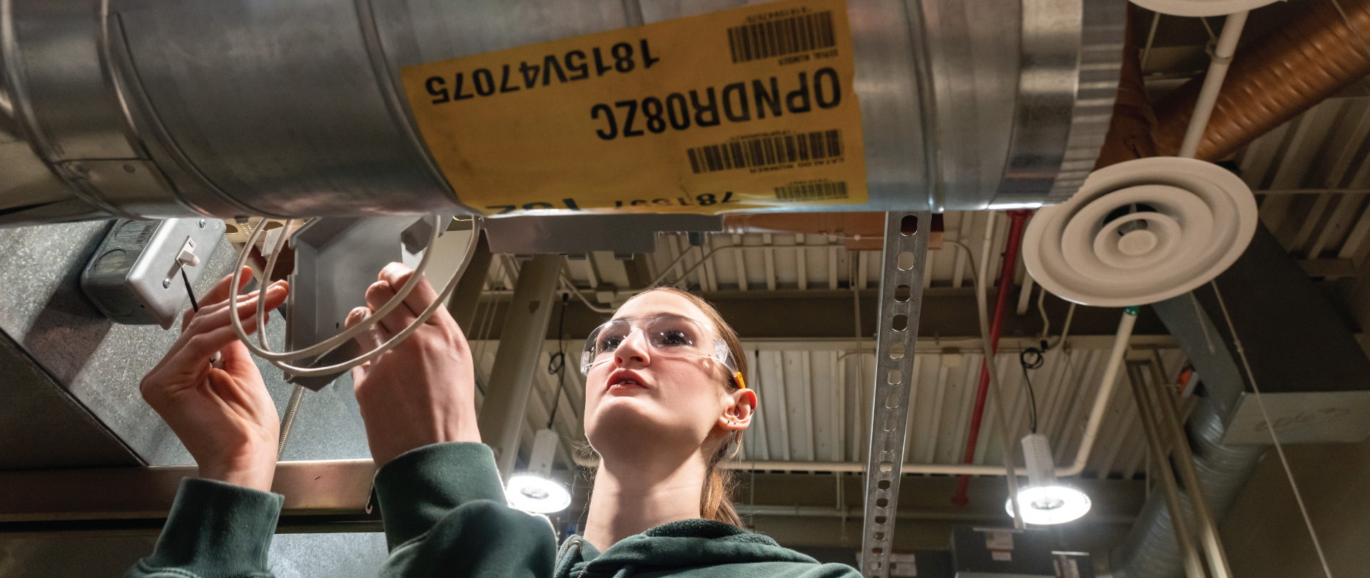 Student in HVACR lab