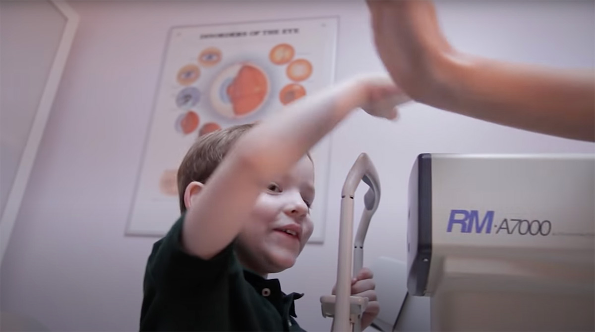 A child at an optometrist's office