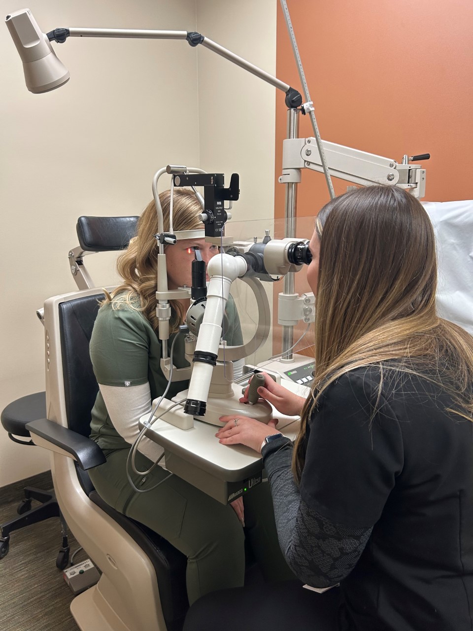 Patient receiving eye exam