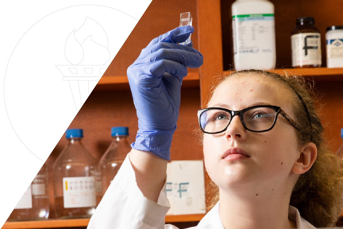 student working in lab