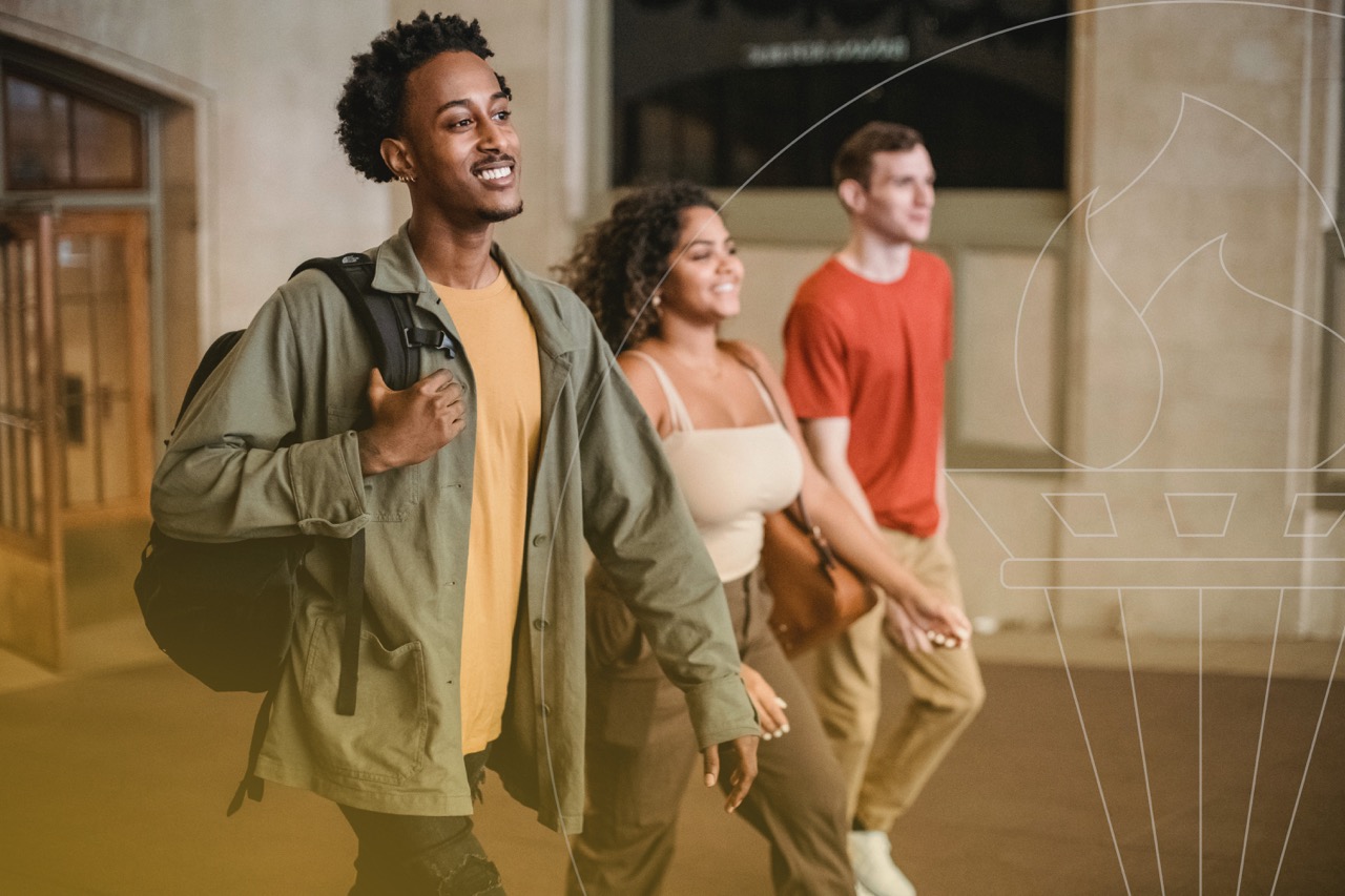 Students walking on campus