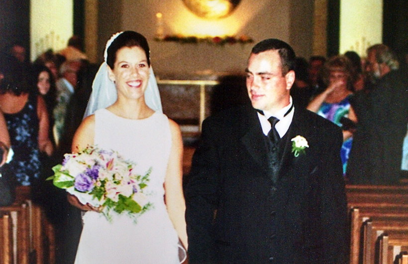 Nicole Lesperance and her husband on their wedding day