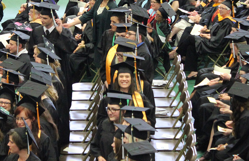 Nicole Lesperance at her Northwestern Michigan College graduation ceremony.