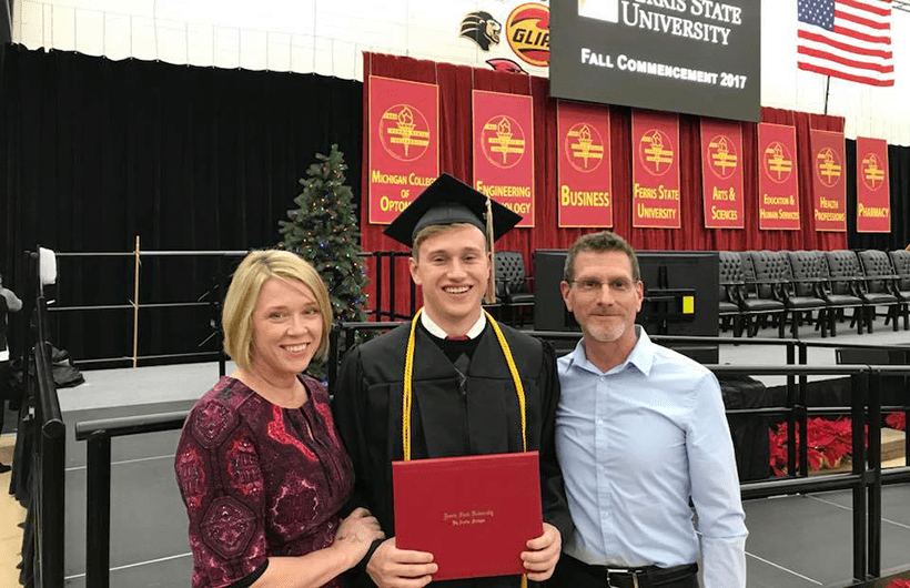 Josh Hamilton with Parents at Graduation