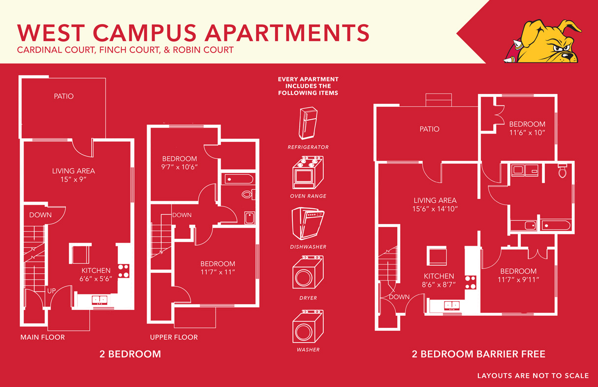 Link to layout of two bedroom west campus apartment