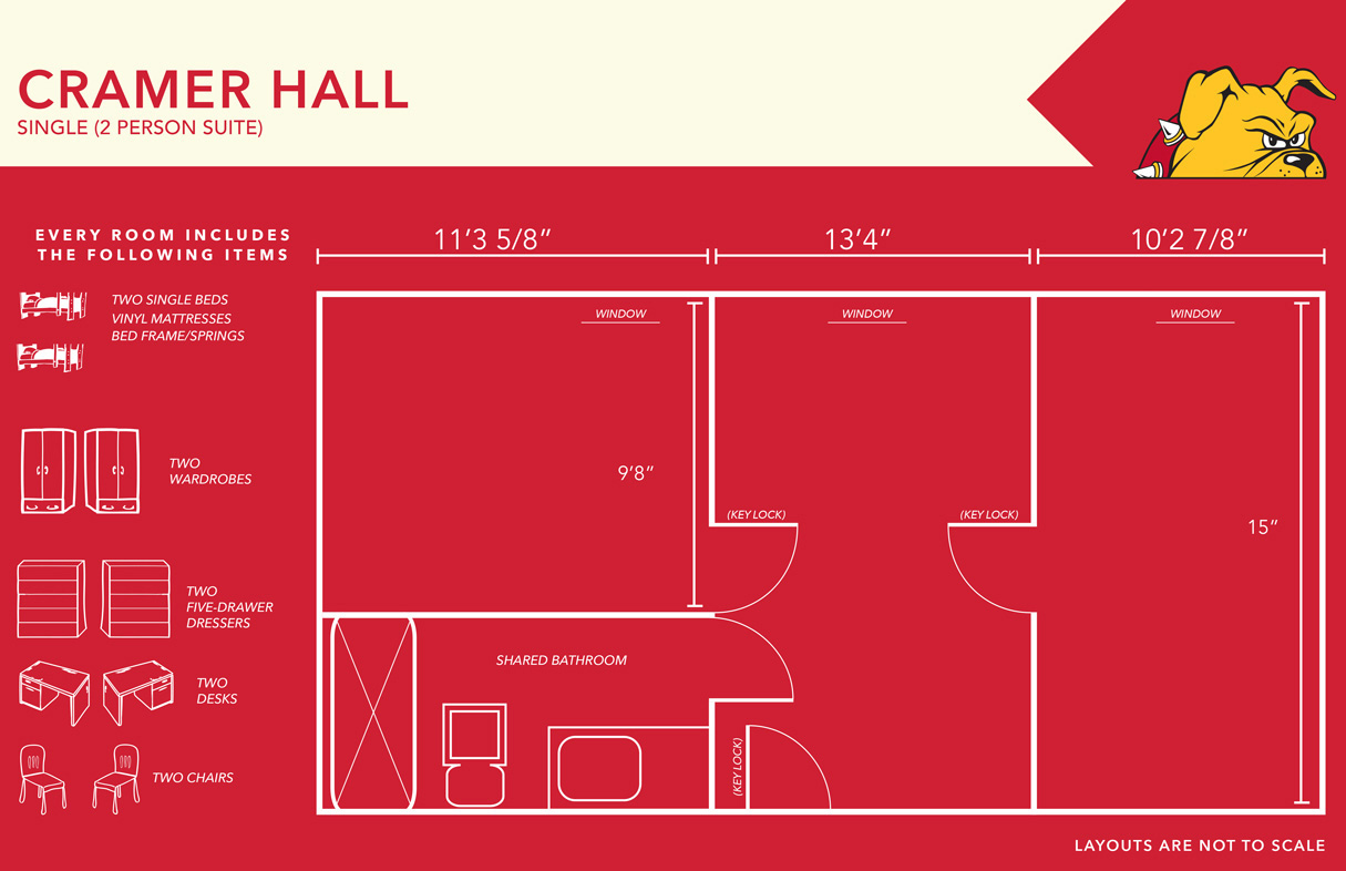 Cramer Hall Single 2 Person Suite