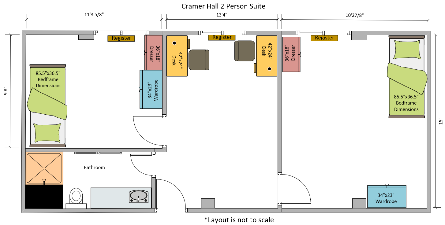 Cramer Hall Single 2 Person Suite