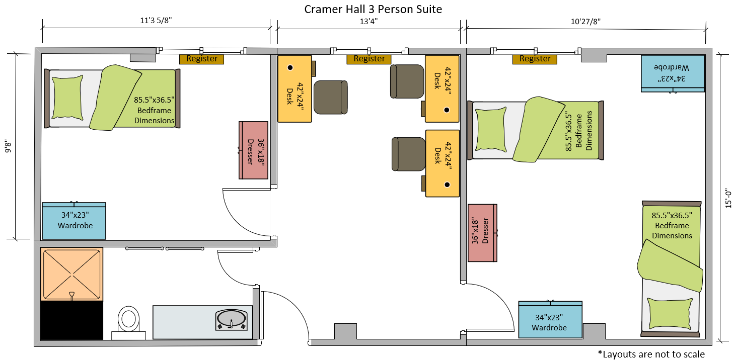 Cramer Hall 3 Person Suite