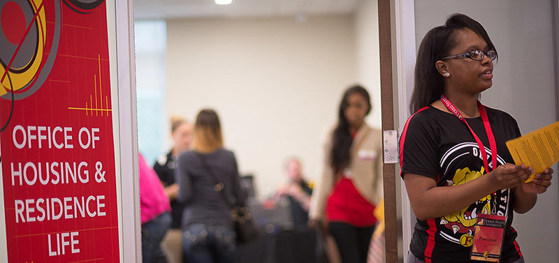 Student working at orientation