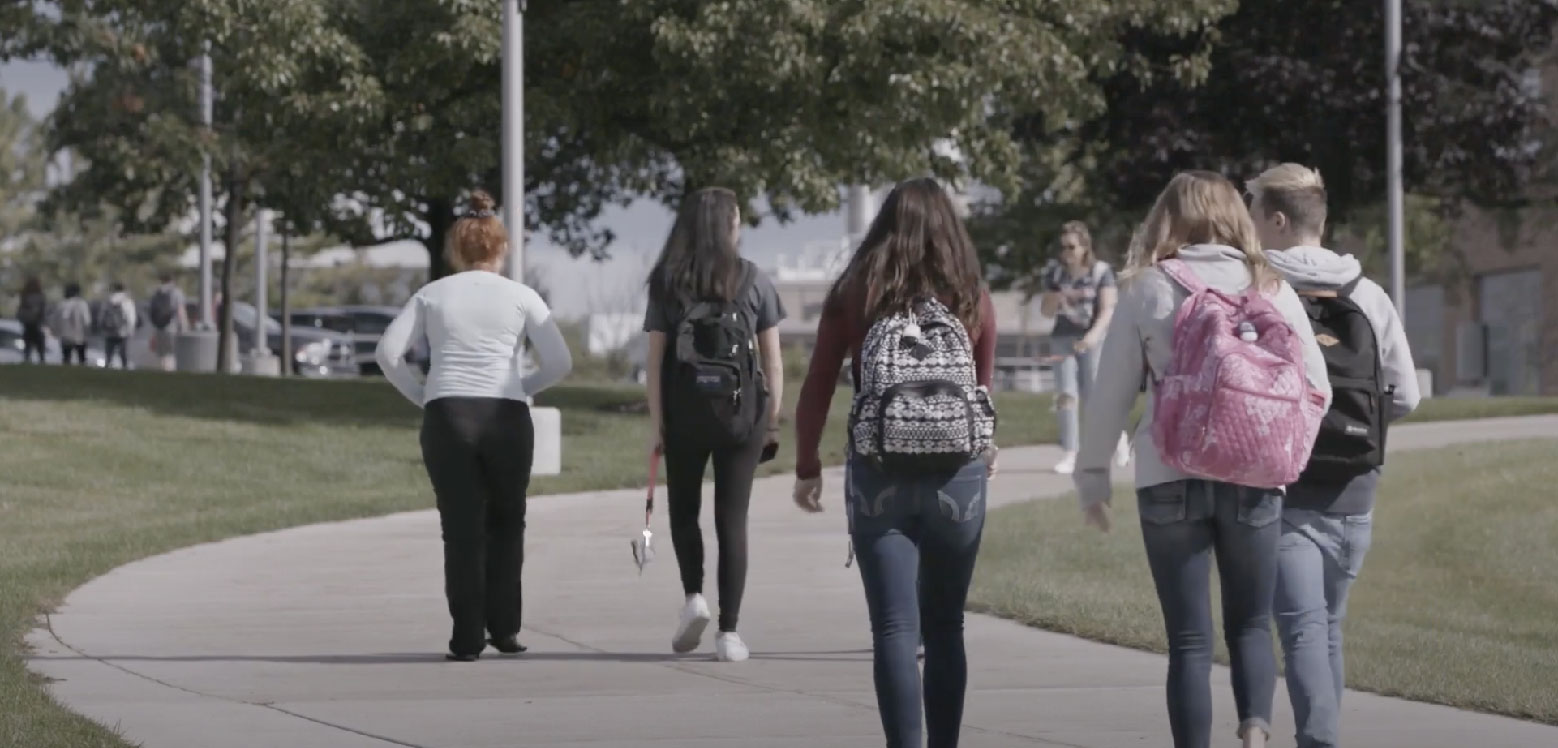 Students walking on campus