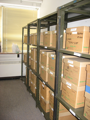 Boxes on a shelf