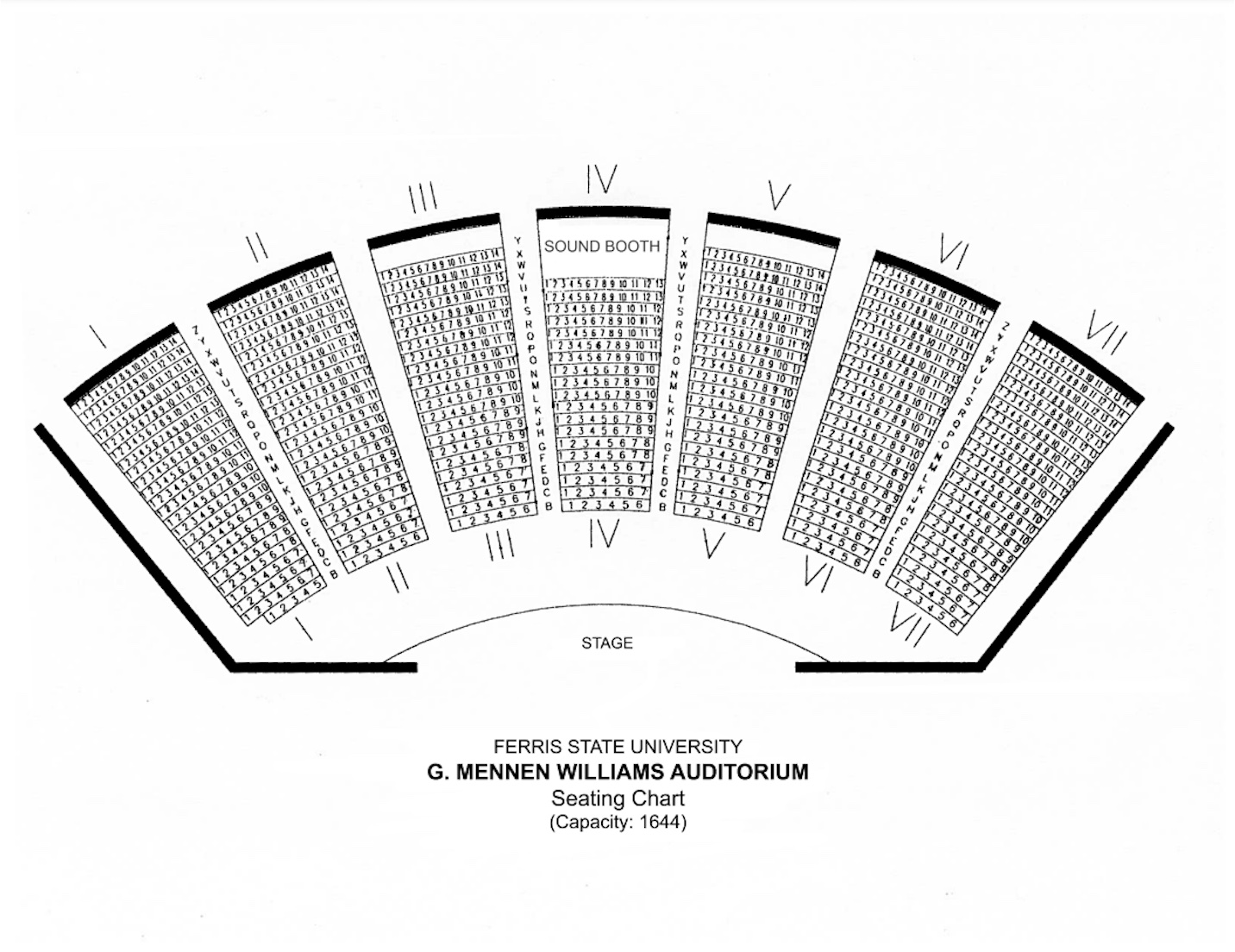 Williams Auditorium seating chart